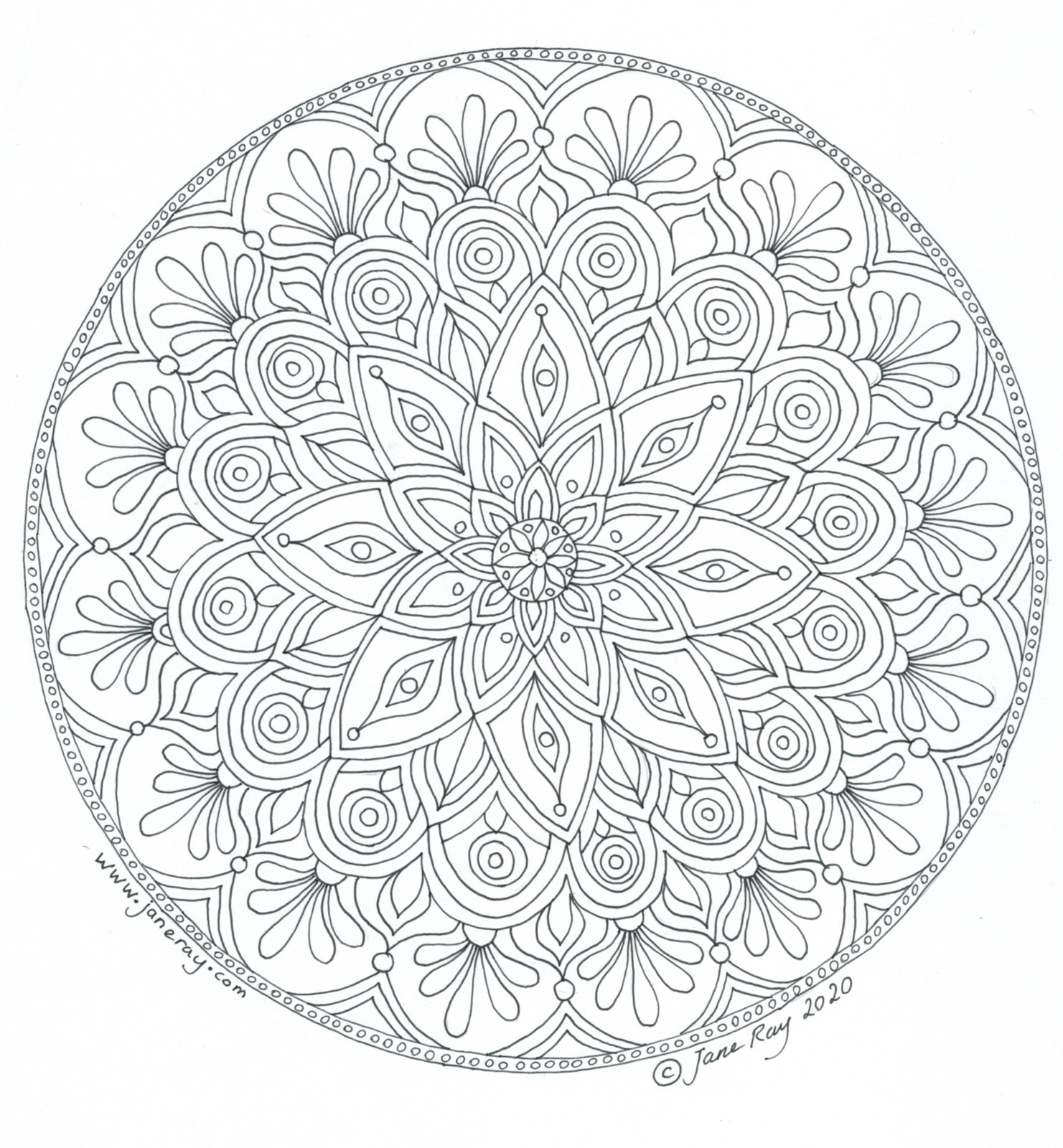 Mandala colouring sheet by Jane Ray