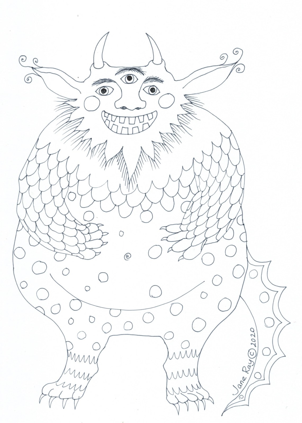 Monster colouring sheet by Jane Ray